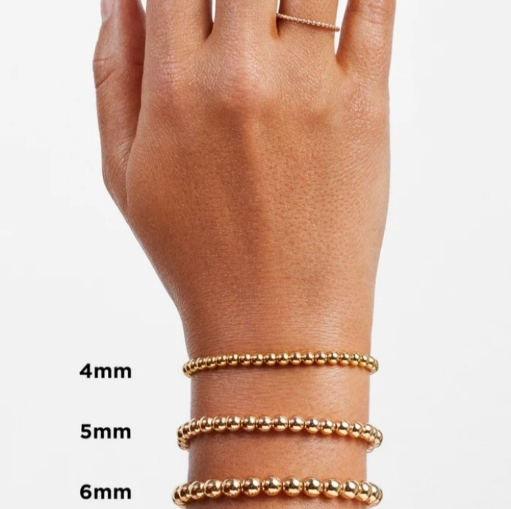 14k Rose Gold/Silver Plated Stackable Bead Bracelets - Picture 11 of 16